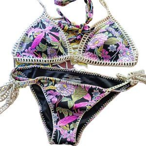 NWOT VICTORIA SECRET FLORAL TWO PIECE SWIM SUIT MEDIUM
